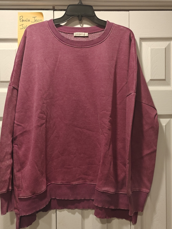 Zenana Outfitters Tops - Zenana Just For You Distressed Pullover Sweatshirt NWOT